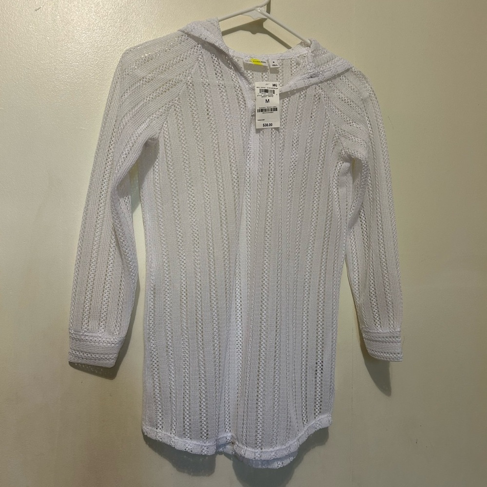 Epic Threads White Hooded Crochet Long Coverup